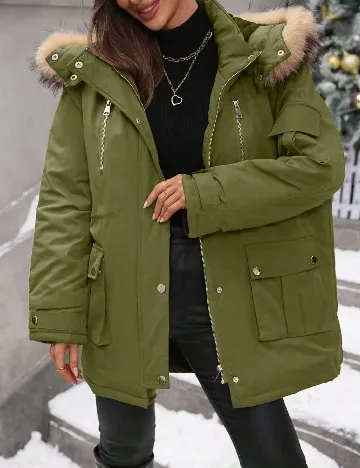 Geaca SHEIN CURVE, verde