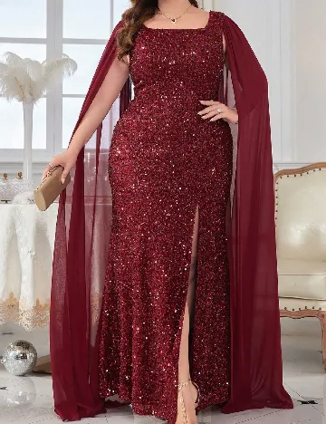 Rochie lunga UNITHORSE Plus Size, visiniu