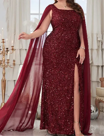 Rochie lunga UNITHORSE Plus Size, visiniu