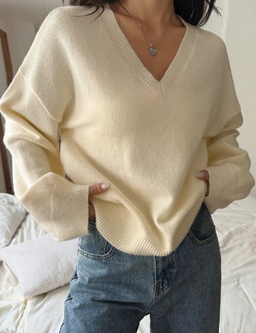 Pulover Oversize SHEIN, crem