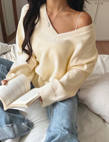 Pulover Oversize SHEIN, crem