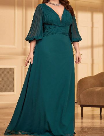 Rochie lunga UNITHORSE Plus Size, verde