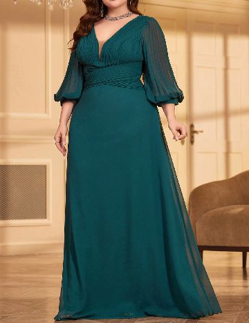 Rochie lunga UNITHORSE Plus Size, verde