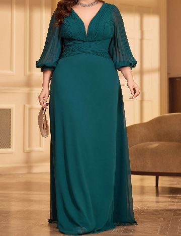 Rochie lunga UNITHORSE Plus Size, verde