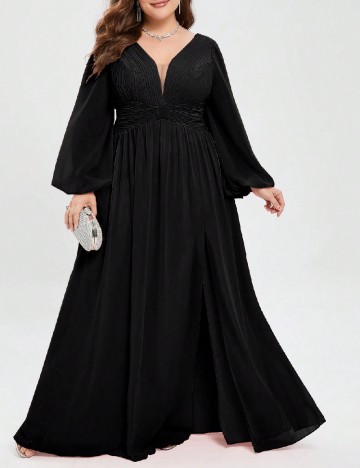 Rochie lunga UNITHORSE Plus Size, negru