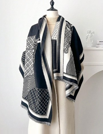 Esarfa SHEIN, negru/bej