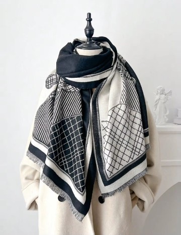Esarfa SHEIN, negru/bej