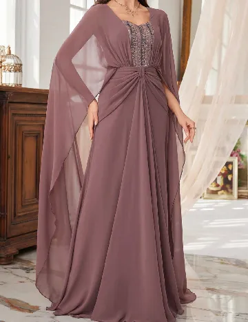 Rochie lunga Supgir, roz pudra