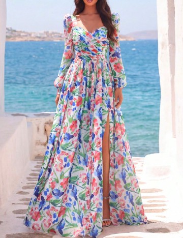 Rochie lunga Faeriesty, floral print