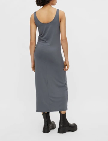 Rochie medie Pieces, gri petrol