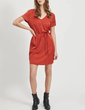 Rochie scurta Object, caramiziu