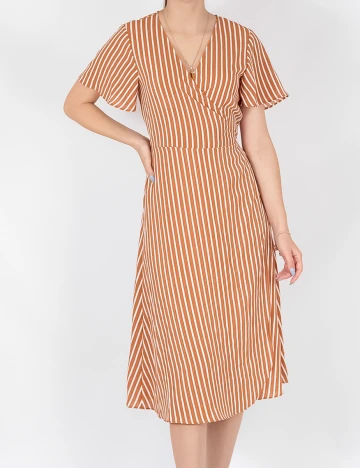 Rochie Medie Vila, portocaliu/alb