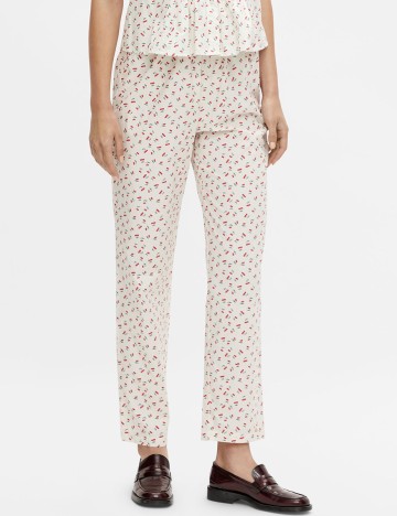 Pantaloni de pijama Pieces, alb