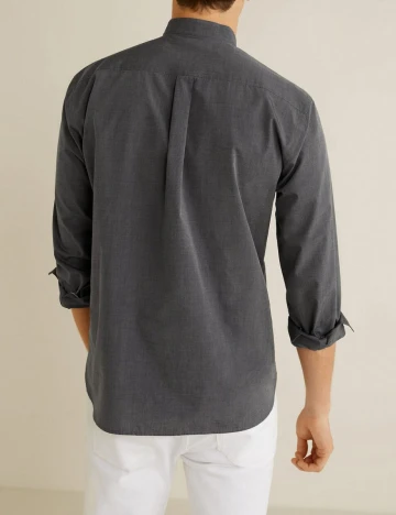 Camasa regular fit cu guler mandarin, gri