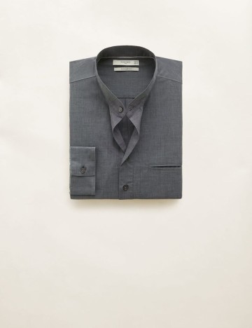 Camasa regular fit cu guler mandarin, gri