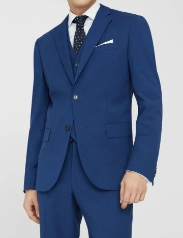 Sacou de costum slim fit cu structura, albastru-cerneala Albastru