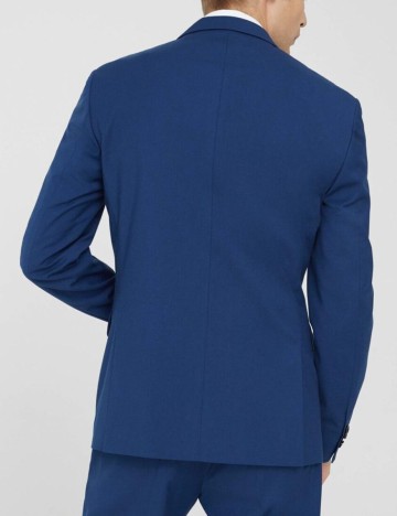 Sacou de costum slim fit cu structura, albastru-cerneala