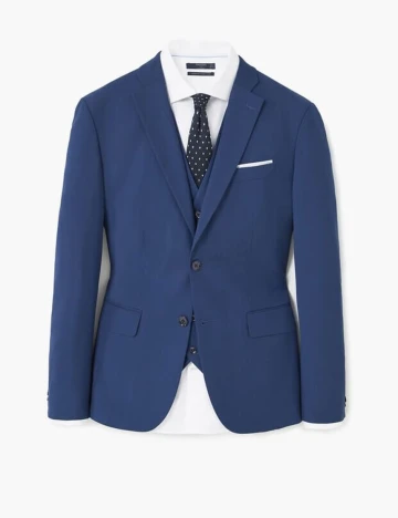 Sacou de costum slim fit cu structura, albastru-cerneala Albastru