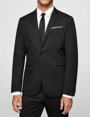 Sacou de costum super-slim fit structurat, negru