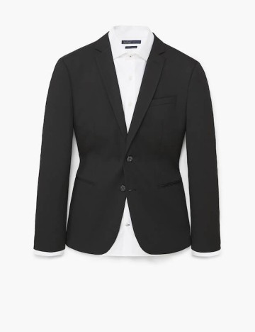 Sacou de costum super-slim fit structurat, negru