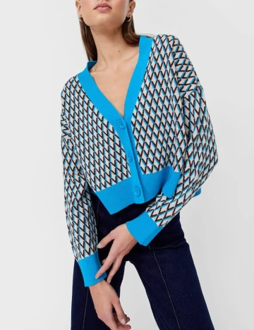 Cardigan Stradivarius, albastru Albastru