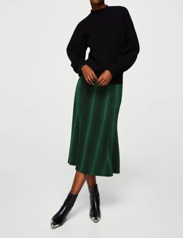 Fusta midi plisata, verde inchis