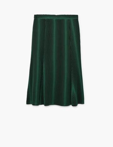 Fusta midi plisata, verde inchis