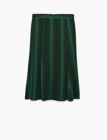Fusta midi plisata, verde inchis