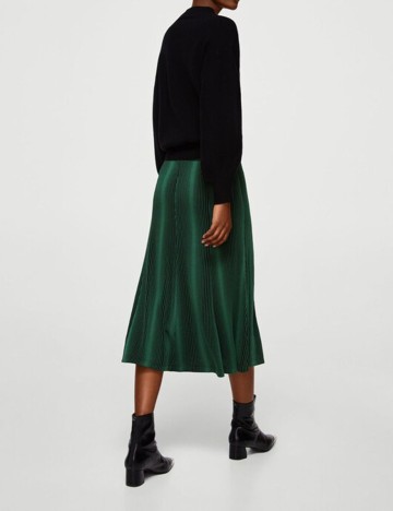 Fusta midi plisata, verde inchis