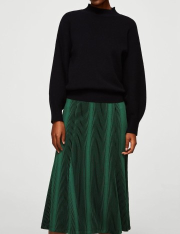 Fusta midi plisata, verde inchis