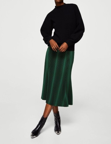Fusta midi plisata, verde inchis