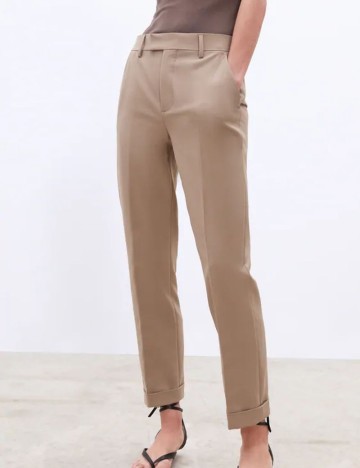 Pantaloni Zara, crem, 34