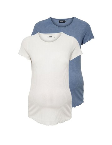 Set tricouri Only Maternity, alb/albastru