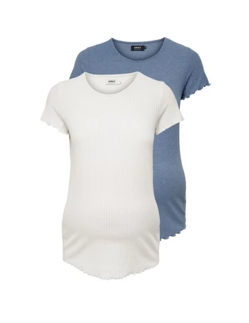 Set tricouri Only Maternity, alb/albastru Mix culori