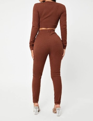 Set top si pantaloni SHEIN, maro