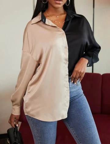 Camasa SHEIN, negru/bej Negru