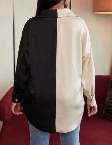 Camasa SHEIN, negru/bej Negru